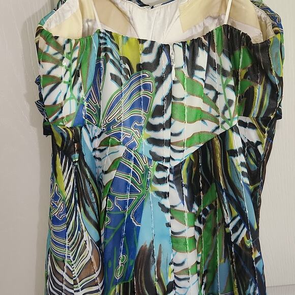 Vintage Cache Womens Dress Size SM Strapless Tropical Artsy Abstract Sequins - Picture 3 of 14
